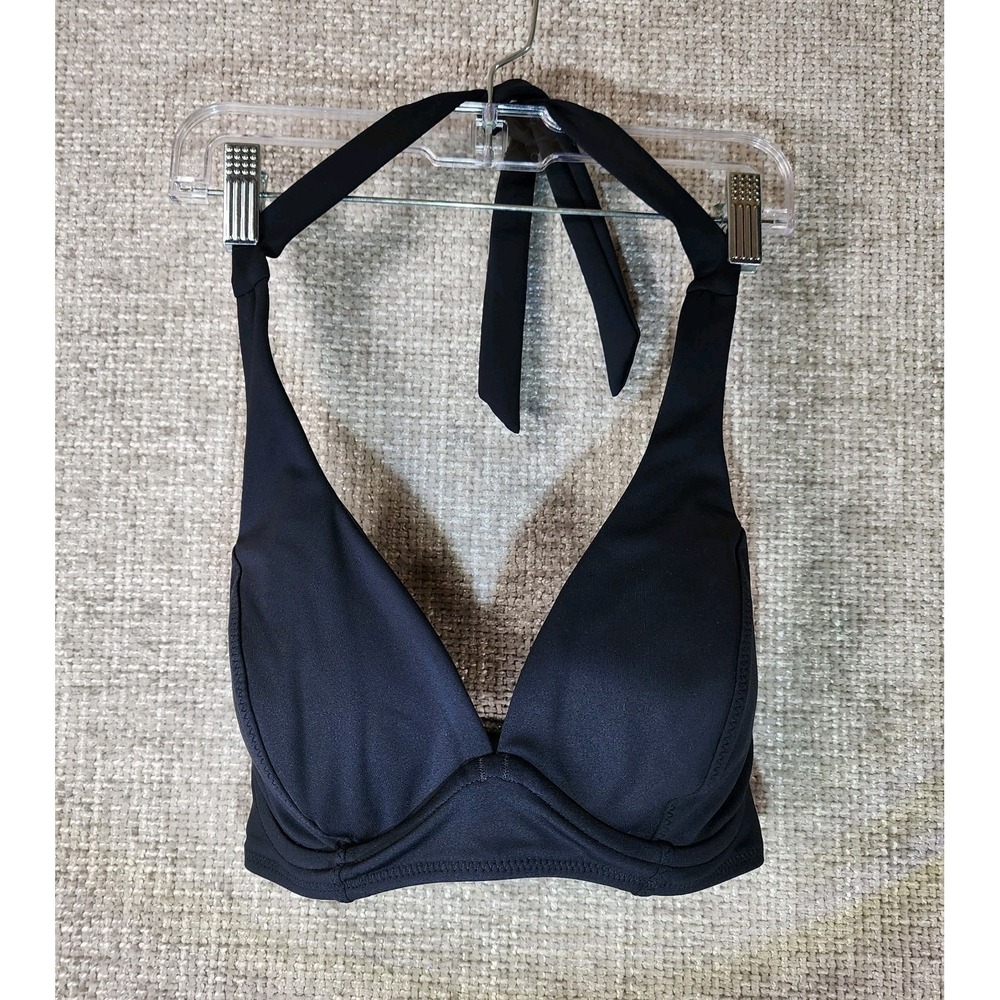 Athleta Sculpted Halter Bikini Top 531070 Womens 32 D/DD Black Swim EUC